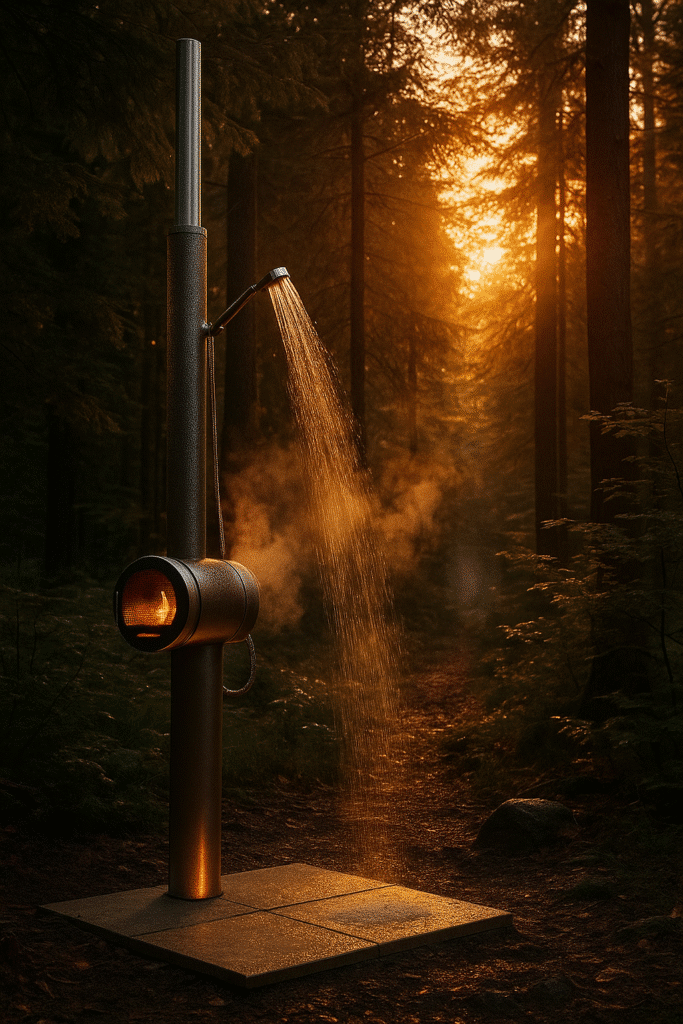 Outdoor Dusche mit Feuer