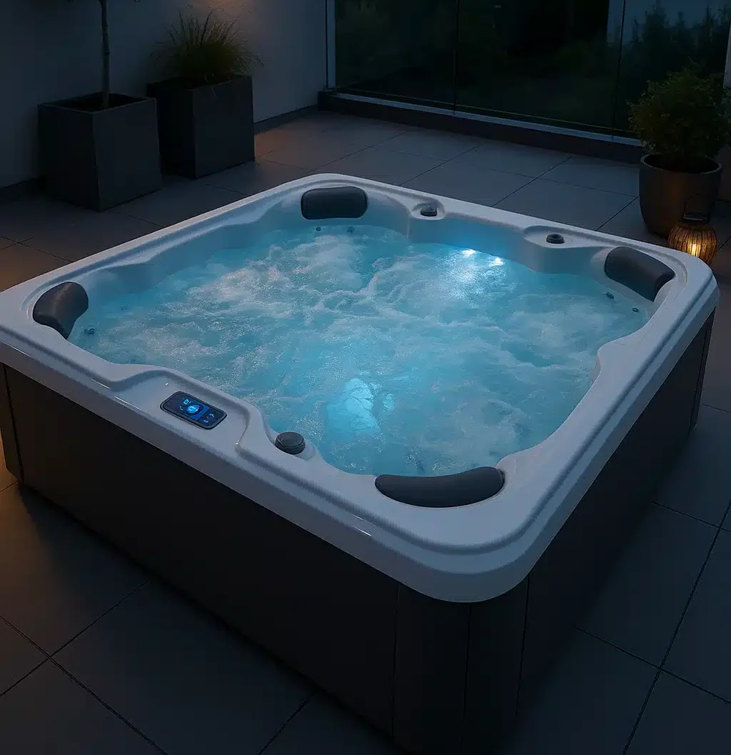 Whirlpool auf Terrasse mit LED Lichter