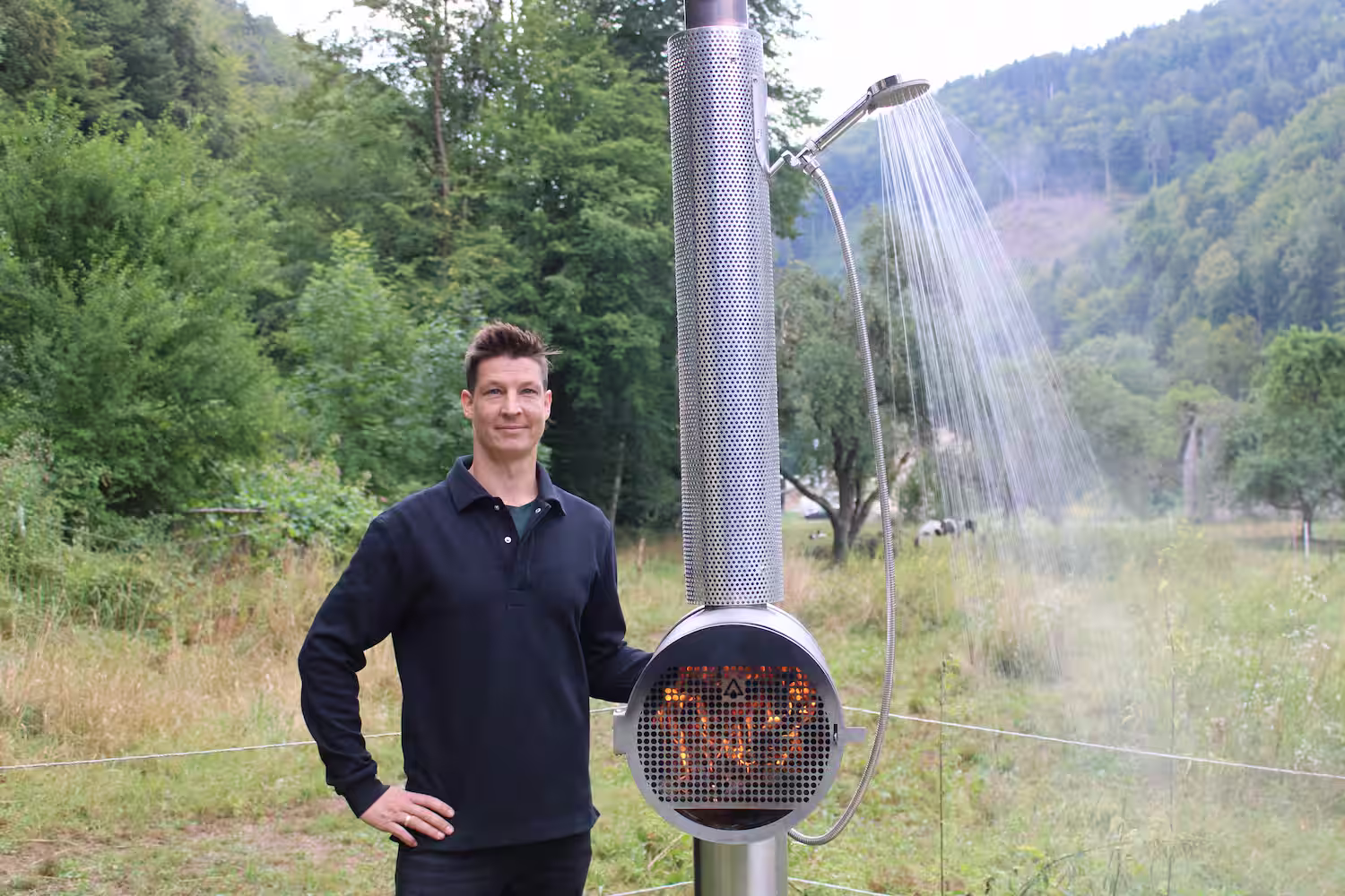 Martin und die Winterfeste Feuerwasser Gartendusche