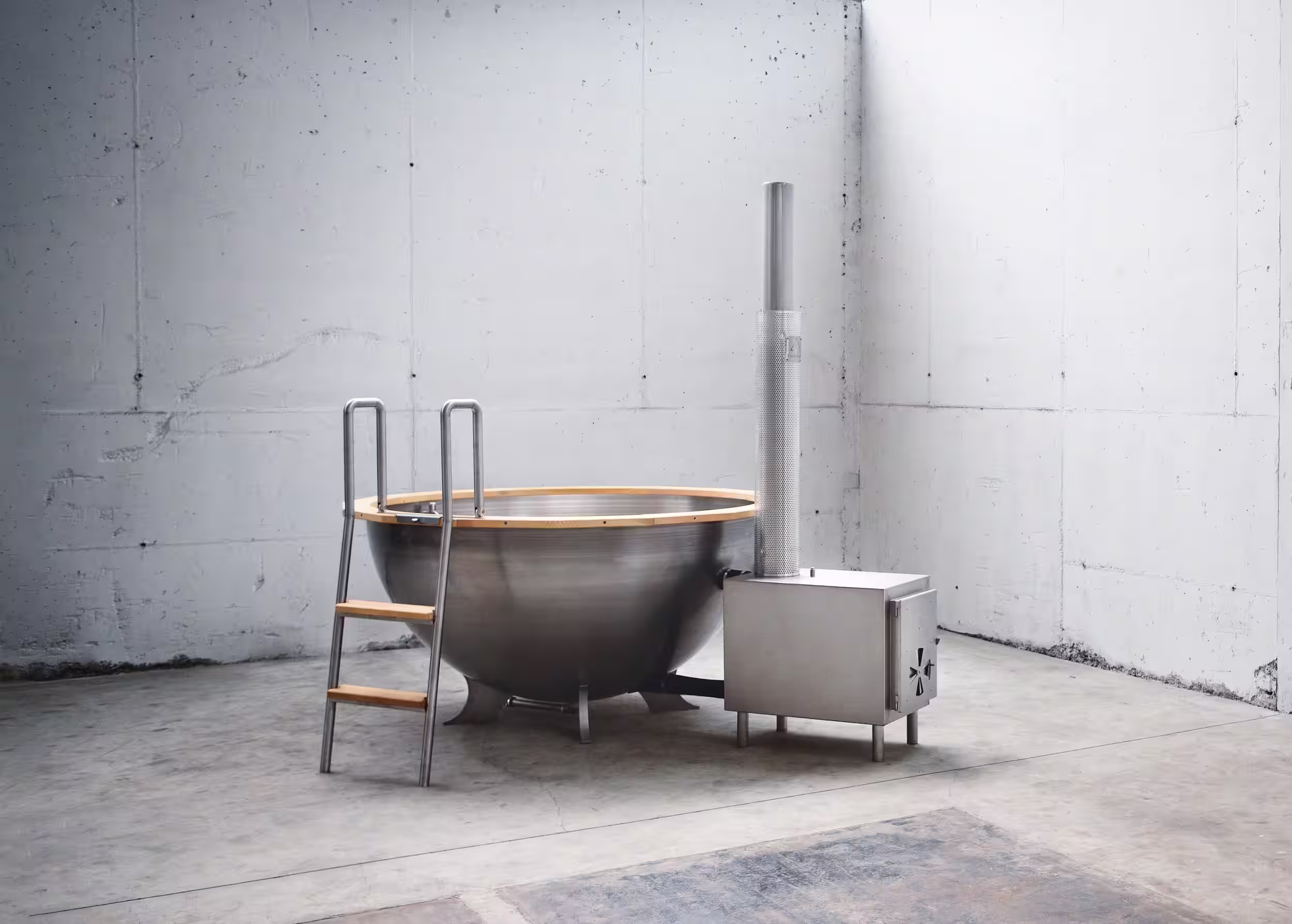 Edelstahl-Badezuber vorne